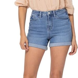 Judy Blue Women's High Rise Open Seam Cuffed Shorts